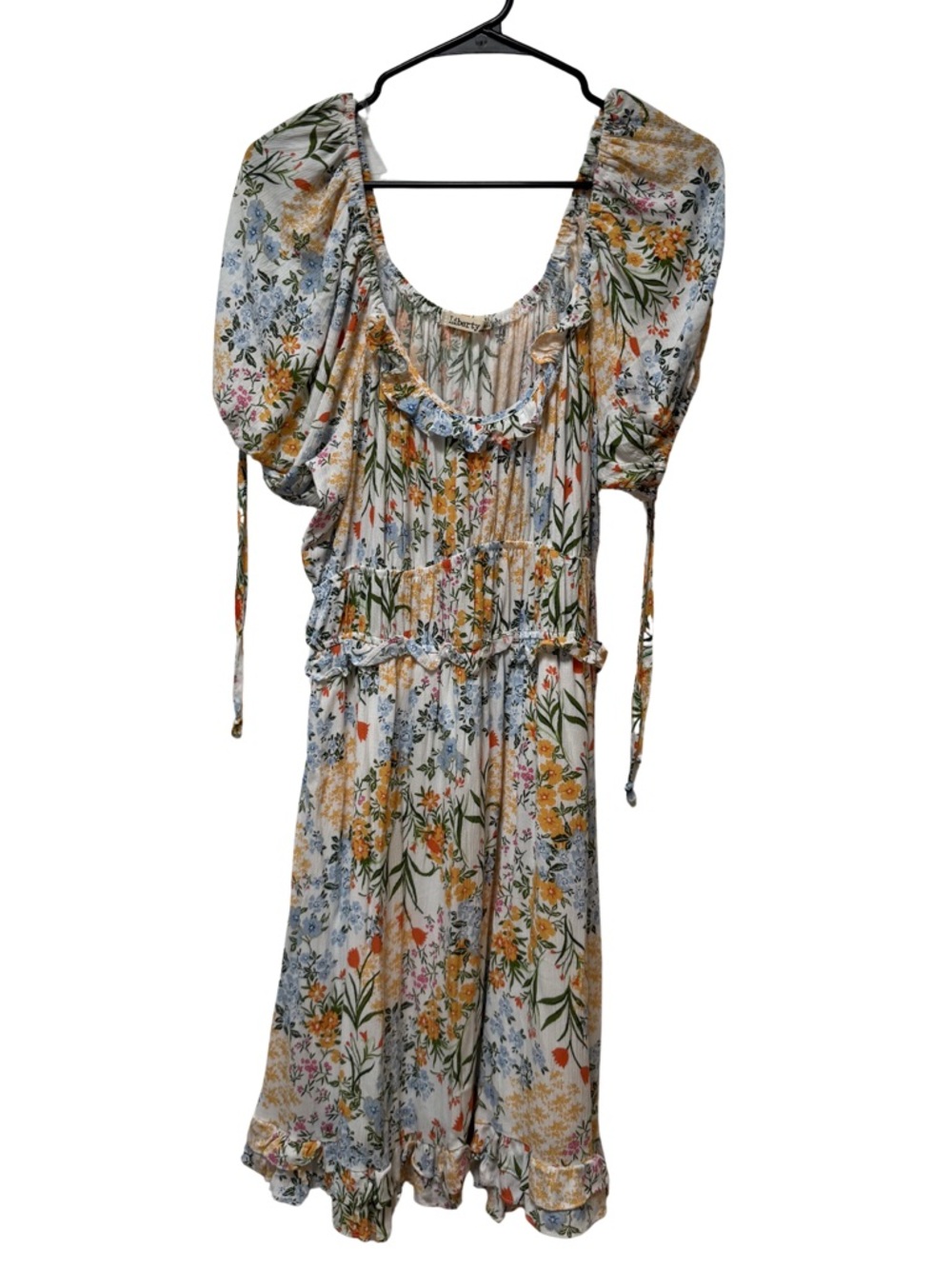 Liberty Love Floral Puff-Sleeve Midi Dress Wedding Summer Cottagecore XL